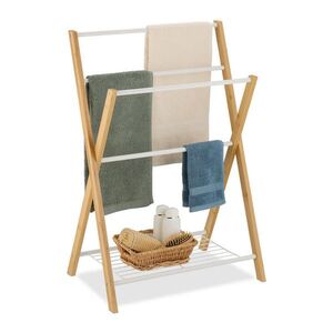 Relaxdays STOJAN prírodná biela bambus kov s policou 4 tyče 87 cm vyobraziť