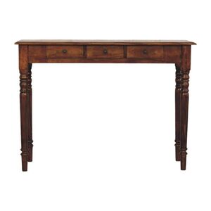 Artisan Furniture KONZOLA s točenými nohami v kostanovej povrchovej úprave, 3 zásuvky, tmavohnedá vyobraziť