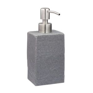 Relaxdays DÁVKOVAČ MYDLA Sivý kamenný vzhľad hranatý polyresin nerez 200 ml vyobraziť