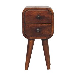 Artisan Furniture EXTRA mini nočný stolík so zaoblenými hranami, 2 zásuvky, severské nohy, hnedý vyobraziť