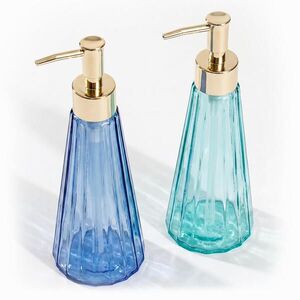 Relaxdays DÁVKOVAČ mydla modrá zelená zlatá 2-dielna sada sklo 320 ml vyobraziť