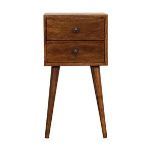 Artisan Furniture MINI nočný stolík z kostanového dreva s 2 zásuvkami, severské nohy, béžový vyobraziť