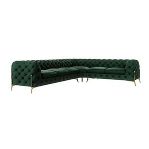 S-Style CHESTERFIELD ROHOVÁ SEDAČKA Lexi vo farbe fľaškovo zelená so zlatými nohami - otoman vpravo vyobraziť