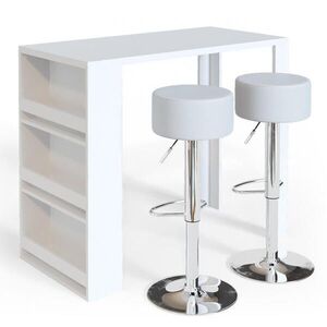 Vicco SÚPRAVA BAROVÉHO STOLA biely 57 x 117 cm s 2 barovými stoličkami vyobraziť