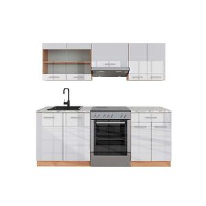Vicco KUCHYNSKÝ KÚT R-Line Biely vysoký lesk/dub Goldkraft 200 cm , AP Marble vyobraziť