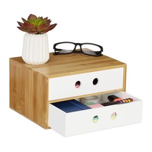 Relaxdays ORGANIZÉR Biely bambus MDF 2 zásuvky vyobraziť