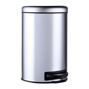 Relaxdays KÔŠ Strieborný okrúhly pedál Soft-Close 12 l oceľ vyobraziť