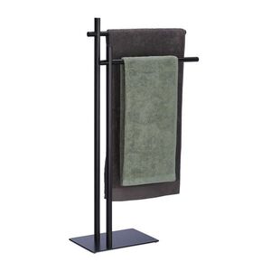 Relaxdays DRŽIAK Čierna na uteráky kov voľne stojaci 2 tyče 87, 5 cm vyobraziť
