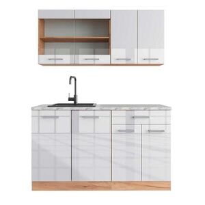 Vicco JEDNOLÔŽKOVÁ KUCHYŇA R-Line Biely vysoký lesk/dub Goldkraft 140 cm , AP Marble vyobraziť