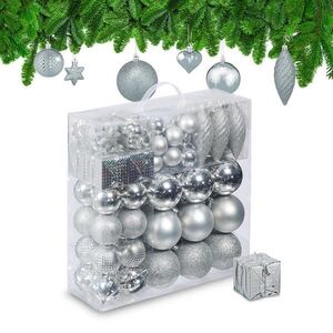 Relaxdays GUĽKY Strieborná vianočné 110-dielny-set plast vyobraziť