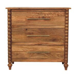 Artisan Furniture KOMODA s povrchovou úpravou Amber Oak, 3 zásuvky, sústružené vretenové nohy, hnedá vyobraziť