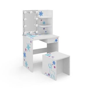 Vicco DETSKÝ TOALETNÝ STOLÍK Schneeflocke, biely, 54.8 cm so zrkadlom, LED svetelnou reťazou a lavicou vyobraziť