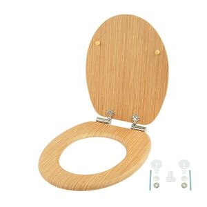 Relaxdays WC-SEDADLO Prírodné MDF tiché zatváranie oválne 37, 5 cm vyobraziť