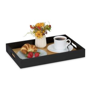 Relaxdays TÁCKA Čierna Prírodná Bambus s úchytmi 40, 5x28 cm vyobraziť