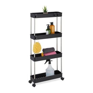Relaxdays VOZÍK Čierny strieborný 4 police na kolieskach 88 cm vyobraziť