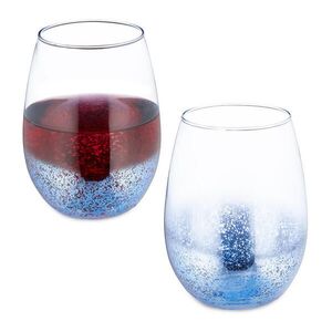 Relaxdays POHÁRE modré 2-dielna-sada bez stopky sklo 500 ml vyobraziť
