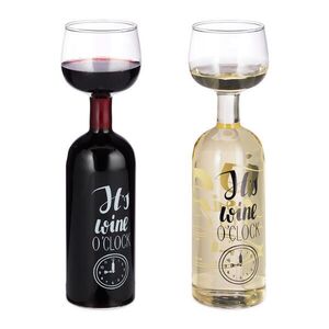 Relaxdays POHÁR Transparentný 750 ml potlač Its wine oclock vyobraziť