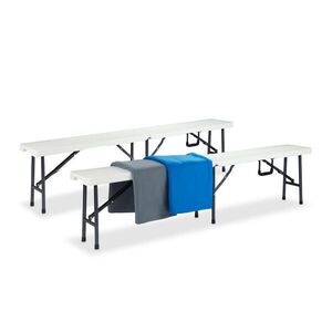 Relaxdays LAVICA Biela 2er-Set skladacia plast kov 181 cm vyobraziť