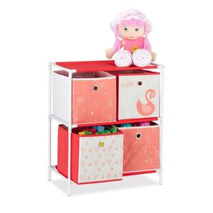 Relaxdays REGÁL Biela Červená 4-boxy látkové 62 cm vyobraziť