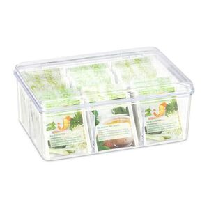 Relaxdays DÓZA Transparentný plast 6 priehradiek 9x21, 5x14, 5 cm vyobraziť