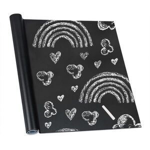 Relaxdays FÓLIA Čierna tabuľová samolepiaca 200x45 cm s kriedou vyobraziť