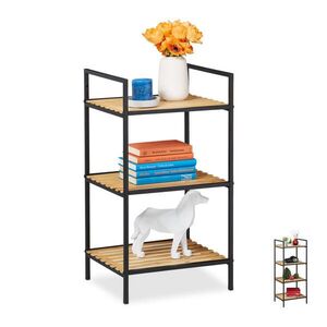 Relaxdays REGÁL Hnedá Čierna bambus kov 3 police 71x39x32, 5 cm vyobraziť