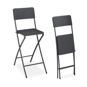Relaxdays BAROVÁ STOLIČKA Sivá 2-dielna-sada skladacia výška sedu 80 cm vyobraziť