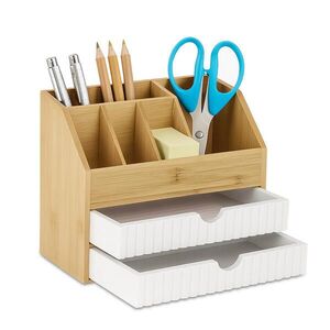 Relaxdays ORGANIZÉR Prírodný bambus 2 zásuvky 19x24x14 cm vyobraziť