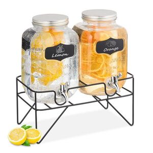 Relaxdays DÁVKOVAČ Transparentný čierny 2-dielny-set sklo 4 L vyobraziť