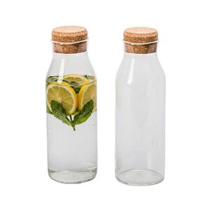 Relaxdays KARAFA Číra prírodná 2-dielna-sada borosilikátové sklo korkové viečko 1200 ml vyobraziť