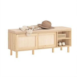 SoBuy PANCA na topánky s 2 dvierkami Prírodná 121x35x49cm Severský vyobraziť