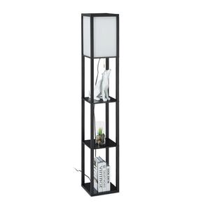 Relaxdays LAMPA Čierna s regálom E27 vyobraziť