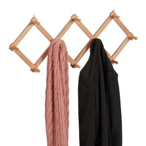 Relaxdays VEŠIAK Prírodný drevo rozťahovací 10 háčikov 111 cm vyobraziť