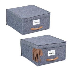 Relaxdays KRABICA Sivá Prírodná 2-dielny-set s vekom textil vyobraziť