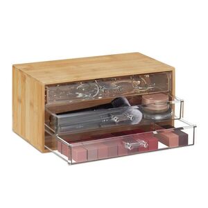 Relaxdays ORGANIZÉR prírodný transparentný bambus 3 zásuvky 15x30x17, 5 cm vyobraziť
