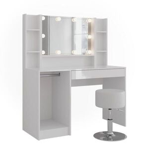 Vicco TOALETNÝ STOLÍK Sherry, biely/Biely vysoký lesk, 119.8 cm so zrkadlom a taburetom vyobraziť