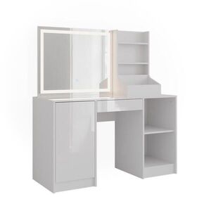 Vicco TOALETNÝ STOLÍK Sherry, biely/Biely vysoký lesk, 128.2 cm so zrkadlom LED vyobraziť