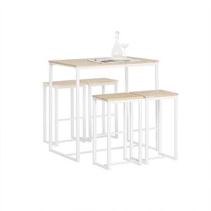 SoBuy SET stola a 4 stoličiek Biela 100x60x93cm Minimalistický vyobraziť