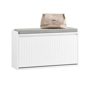 SoBuy BOTNÍK s lavicou s 1 dverami Biela 80x26x45cm Severský vyobraziť