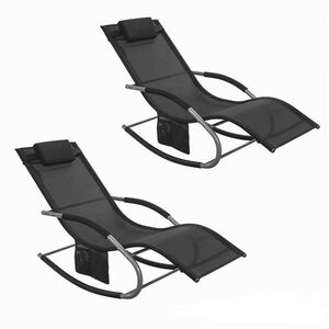 SoBuy SET 2 sedie a dondolo do záhrady, 2 kusy Čierna 150x63x87cm Moderný vyobraziť