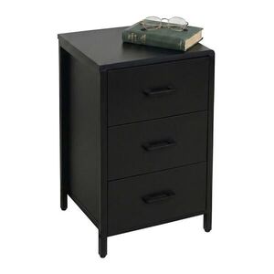 Relaxdays NOČNÝ STOLÍK Čierny 3 zásuvky MDF oceľ 60/40/40 cm vyobraziť