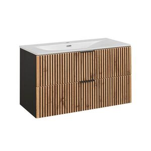 Petits-meubles UMÝVADLO 100.2cm Gaia Dubové drevo a čierna farba vyobraziť