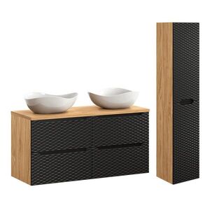 Petits-meubles KÚPEĽŇOVÝ NÁBYTOK 120cm Elora 2-dielna súprava Čierna a drevo vyobraziť
