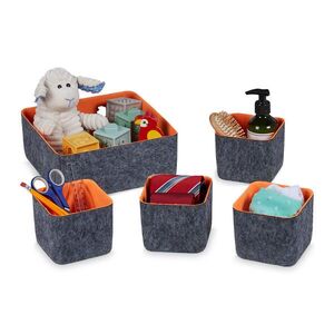 Relaxdays ORGANIZÉR DO ZÁSUVKY Tmavosivá Oranžová 5-dielna-sada Filc 25x25 cm vyobraziť