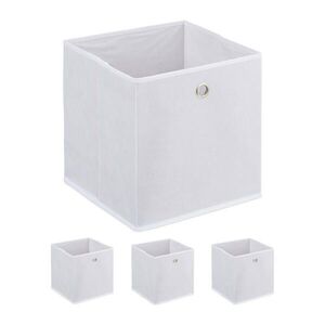Relaxdays KRABICA Biela 4-ks-set textilná skladacia 30x30x30 cm vyobraziť