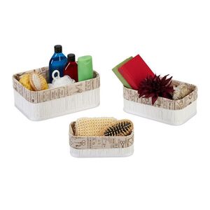 Relaxdays ÚLOŽNÝ KÔŠ Biela Béžová 3-dielny set vyobraziť