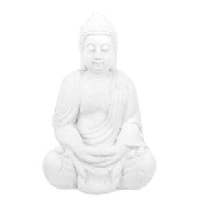 Relaxdays SOCHA Biela Budha z polyresinu 70 cm vyobraziť
