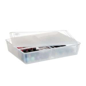 Relaxdays KRABICA Transparentná plast s vekom 3 priehradky vyobraziť