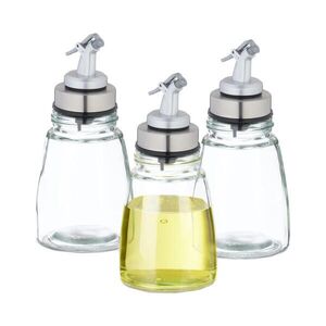 Relaxdays FĽAŠE Transparentné Strieborné 3-dielny-set sklo nerez 200 ml vyobraziť