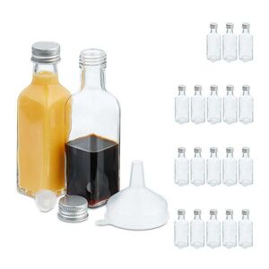 Relaxdays FĽAŠTIČKY Transparentná strieborná 20-dielna-sada sklo 100 ml vyobraziť